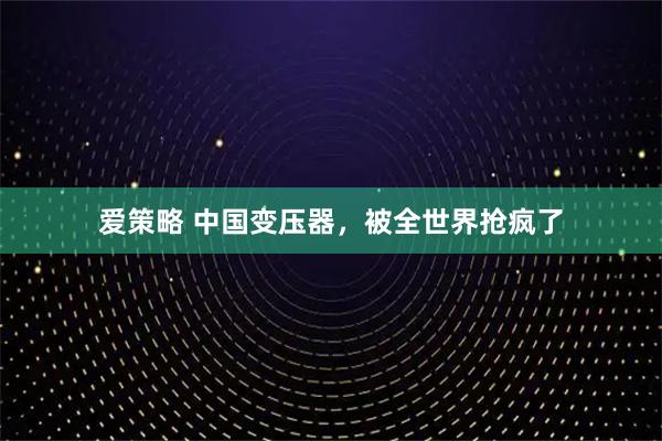 爱策略 中国变压器，被全世界抢疯了
