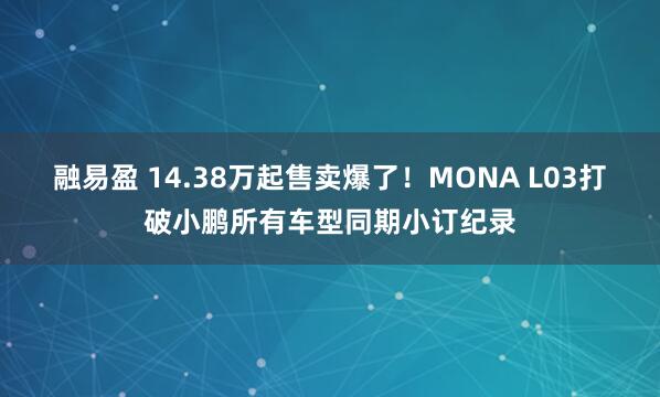 融易盈 14.38万起售卖爆了！MONA L03打破小鹏所有车型同期小订纪录
