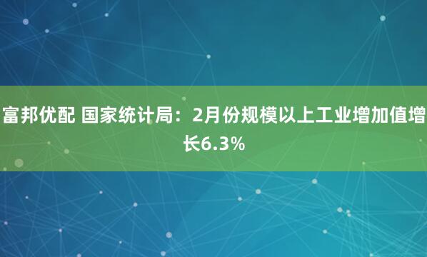 富邦优配 国家统计局：2月份规模以上工业增加值增长6.3%