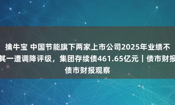 擒牛宝 中国节能旗下两家上市公司2025年业绩不佳，其一遭调降评级，集团存续债461.65亿元｜债市财报观察