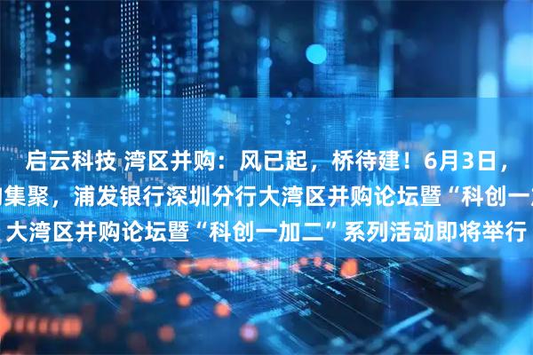 启云科技 湾区并购：风已起，桥待建！6月3日，40+上市公司、创投机构集聚，浦发银行深圳分行大湾区并购论坛暨“科创一加二”系列活动即将举行