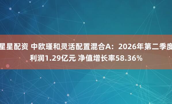 星星配资 中欧瑾和灵活配置混合A：2026年第二季度利润1.29亿元 净值增长率58.36%